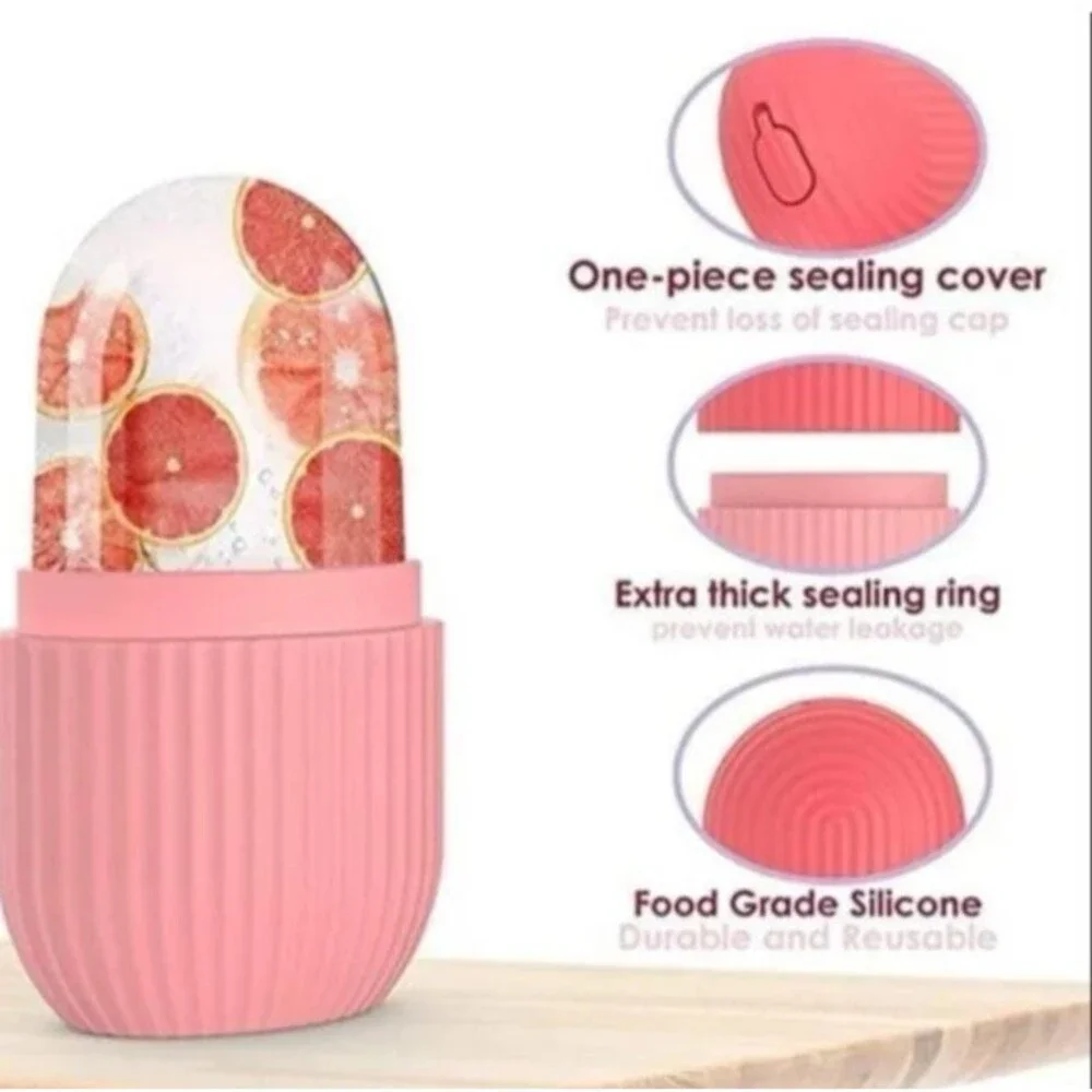 Bundle of 3 Ice Cube Roller Massager for Face Eyes and Neck Naturally Pink